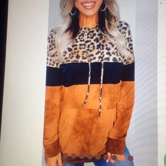 Copper color leopard tie dye colorblock hoodie - Picture 6 of 6